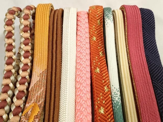 平和屋着物●和装小物 帯締め10本セット 手組紐 組紐 高麗組 笹浪組 金糸 扱い 全て正絹 ♥ zzz