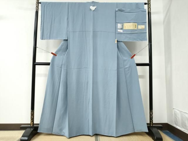 平和屋着物●上質な色無地 草木染 浅縹色 反端付き 正絹 ♥ yc