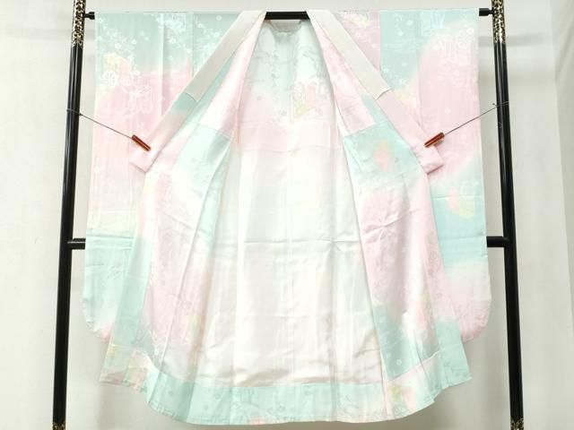  平和屋着物 振袖用長襦袢 無双仕立て 御所車枝花地紋 暈し染め 正絹 yc 長襦袢 長襦袢 半襦袢