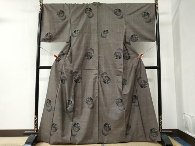 平和屋着物●本場大島紬 9マルキ 雪輪草花文 ますいわ屋扱い 正絹 yc