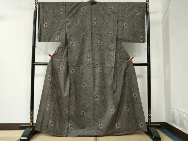 平和屋着物●本場大島紬 7マルキ 更紗枝花文 正絹 ♥ yc