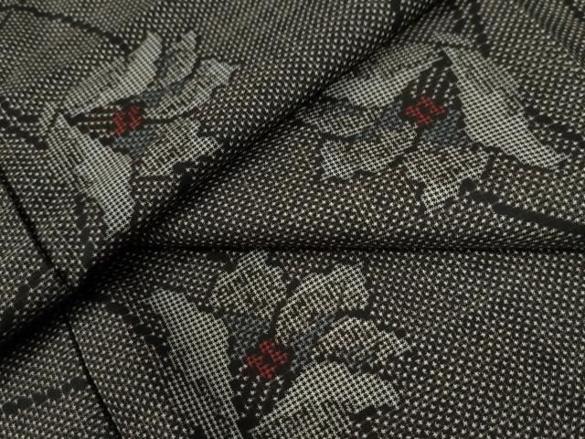 平和屋着物○本場大島紬 7マルキ 更紗枝花文 正絹 逸品 未使用