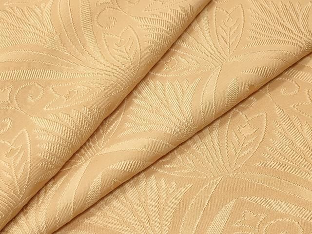 平和屋着物 上質な色無地 花唐草地紋 杏色 正絹 gh