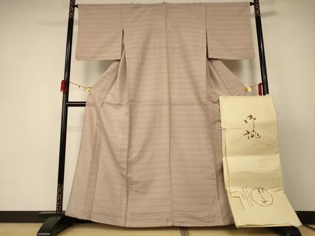 平和屋着物＊夏物 銀座きしや 色無地 絽 白茶色 たとう紙付き 正絹 jd