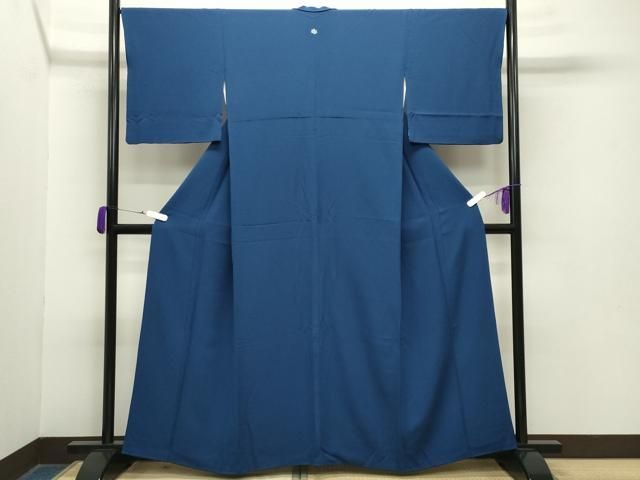 平和屋着物 上質な色無地 深縹色 鬼しぼ縮緬 正絹 gh