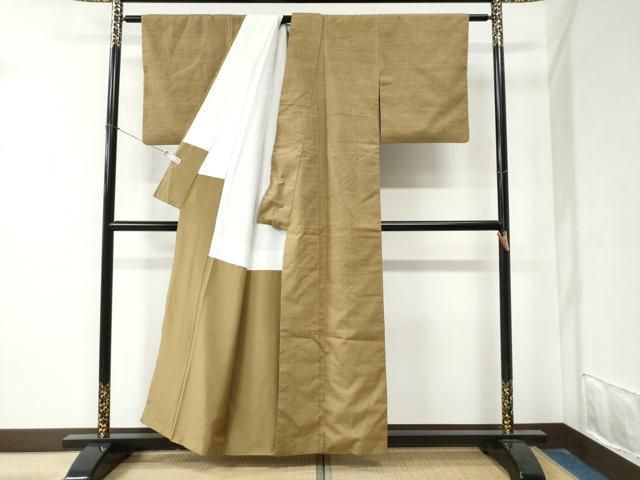 平和屋着物●本場結城紬　重要無形文化財　色無地　路考茶色　正絹　逸品　CABA6269yc 平和屋着物○本場結城紬 重要無形文化財 色無地 路考茶色 正絹 逸品