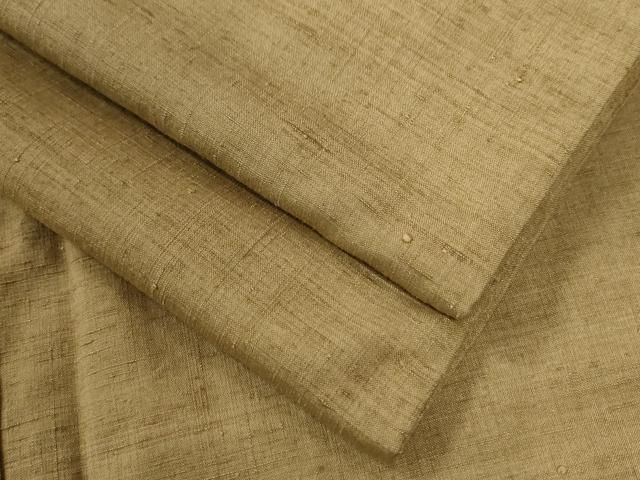 平和屋着物●本場結城紬 重要無形文化財 色無地 路考茶色 正絹 yc