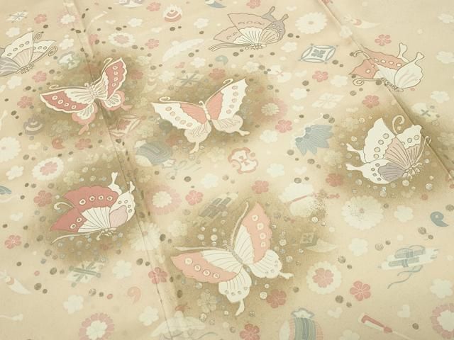 平和屋着物○訪問着 宝尽くし舞蝶文 蛍暈し 金彩 正絹 逸品 CABA9640gh