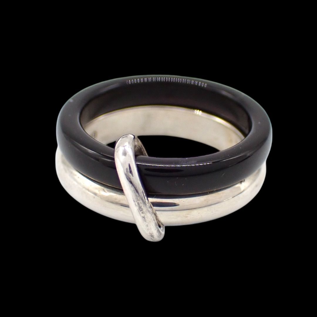 ジョージジェンセン 2連 リング A119 オニキス 8号 シルバー 4285