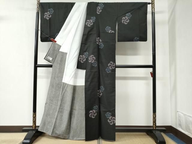  平和屋着物●本場大島紬 9マルキ 地空き ねじ花文 やまと誂製 正絹 yc 紬 着物