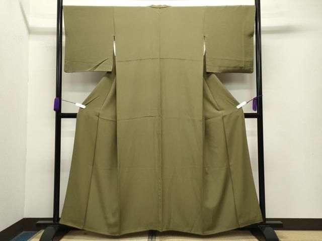 平和屋着物●上質な色無地 根岸色 ゑり正扱い 正絹 gh