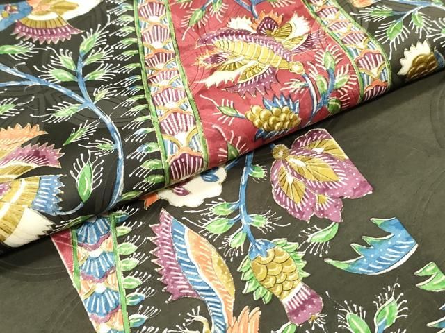 九寸開き名古屋帯 鳳凰更紗花唐草文