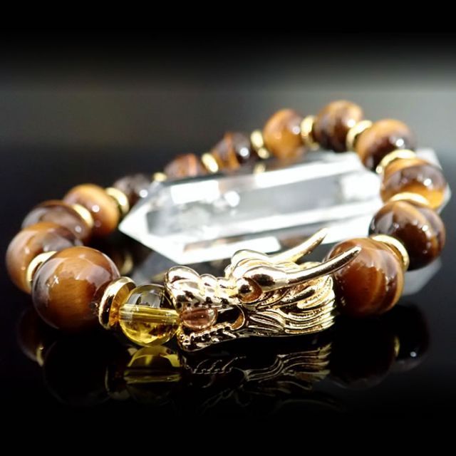 ☆黄金龍と金運祈願ブレスレット ※LLサイズ：内径約19～20cm