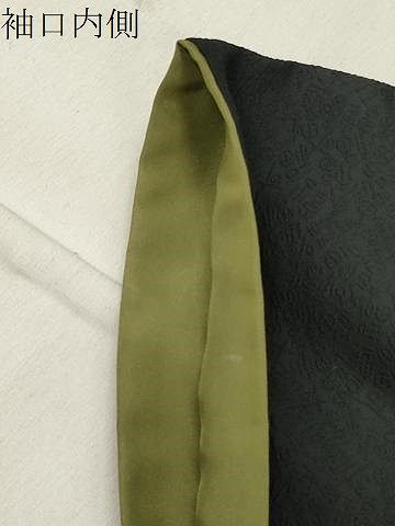  平和屋着物●上質なお召 南天文 黒地 正絹 gh 紬 着物