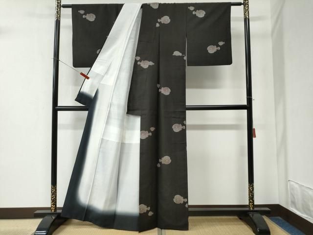 平和屋着物○本場大島紬 9マルキ 地空き 魚 フグ 正絹 逸品 CABA6277yc