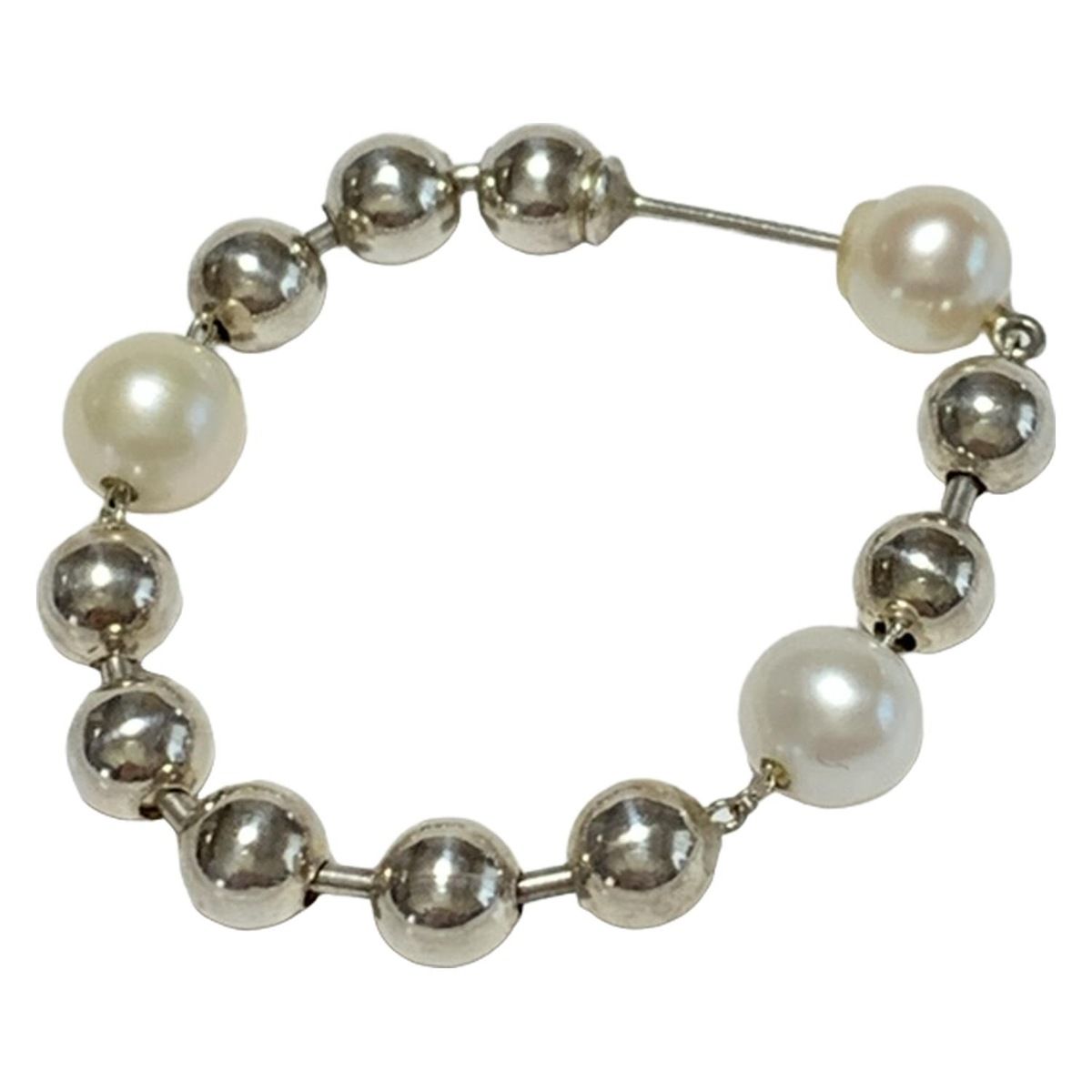 e m イーエム ピアス シルバー 白 片側