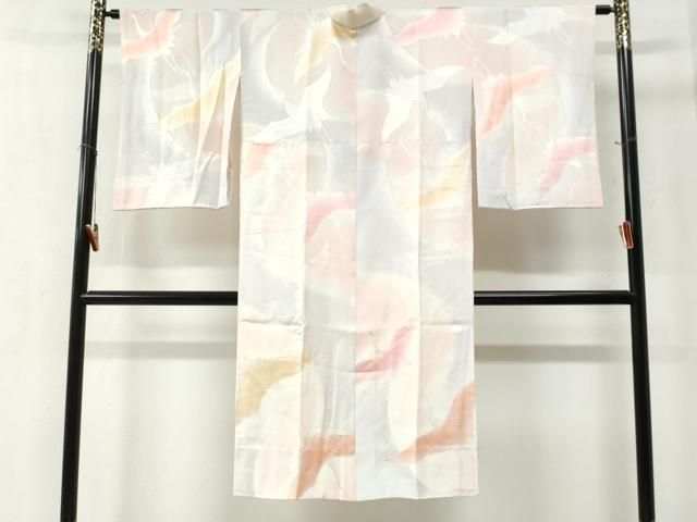 平和屋着物 長襦袢 袷 飛鶴地紋 暈し染め 半衿刺繍 正絹 yc