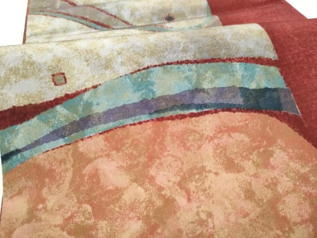 平和屋着物○両面 全通柄袋帯 本場染大島紬地 墨流し紗線文 金通し地