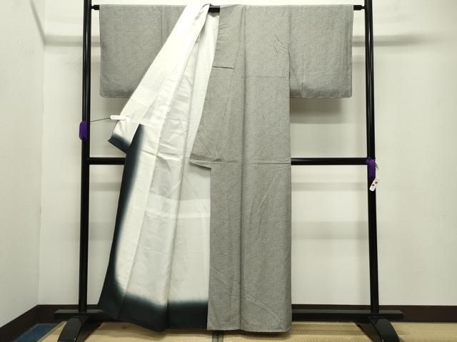 平和屋着物●江戸小紋　作家物　舞花文　黒地　反端付き　正絹　逸品　未使用　CABA9659gh 平和屋着物○江戸小紋 作家物 舞花文 黒地 反端付き 正絹 逸品 未使用