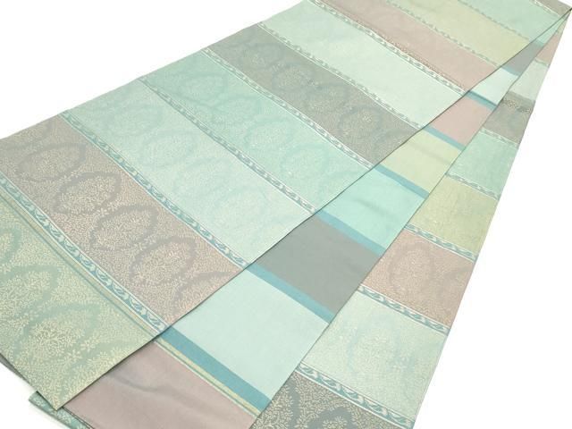 平和屋着物○織物一筋名門 織悦 両面 全通柄 本袋帯 草花間道 金糸