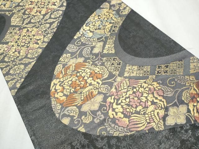 平和屋着物○日本画家 霜鳥忍の世界 彩天目織 六通柄袋帯 唐織 鳳凰花