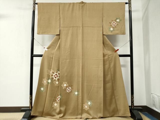 平和屋着物●訪問着 刺繍 吉祥花文 金糸 三越扱い 正絹 yc