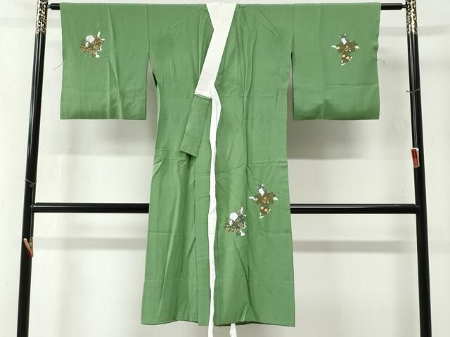 平和屋着物●長襦袢 無双仕立て 童子 松葉色 金彩 正絹 yc