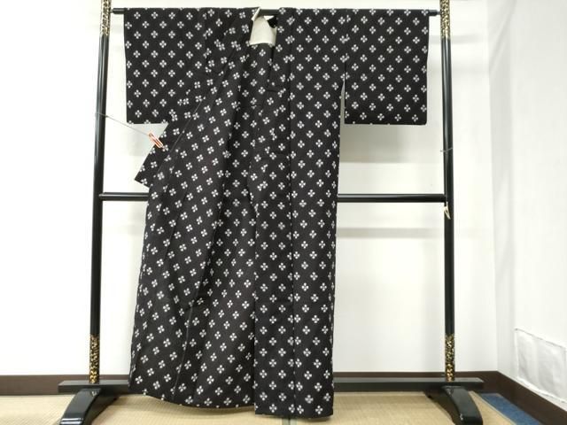  平和屋着物●久留米絣 単衣 舞花文 綿 証紙付き yc 紬 着物