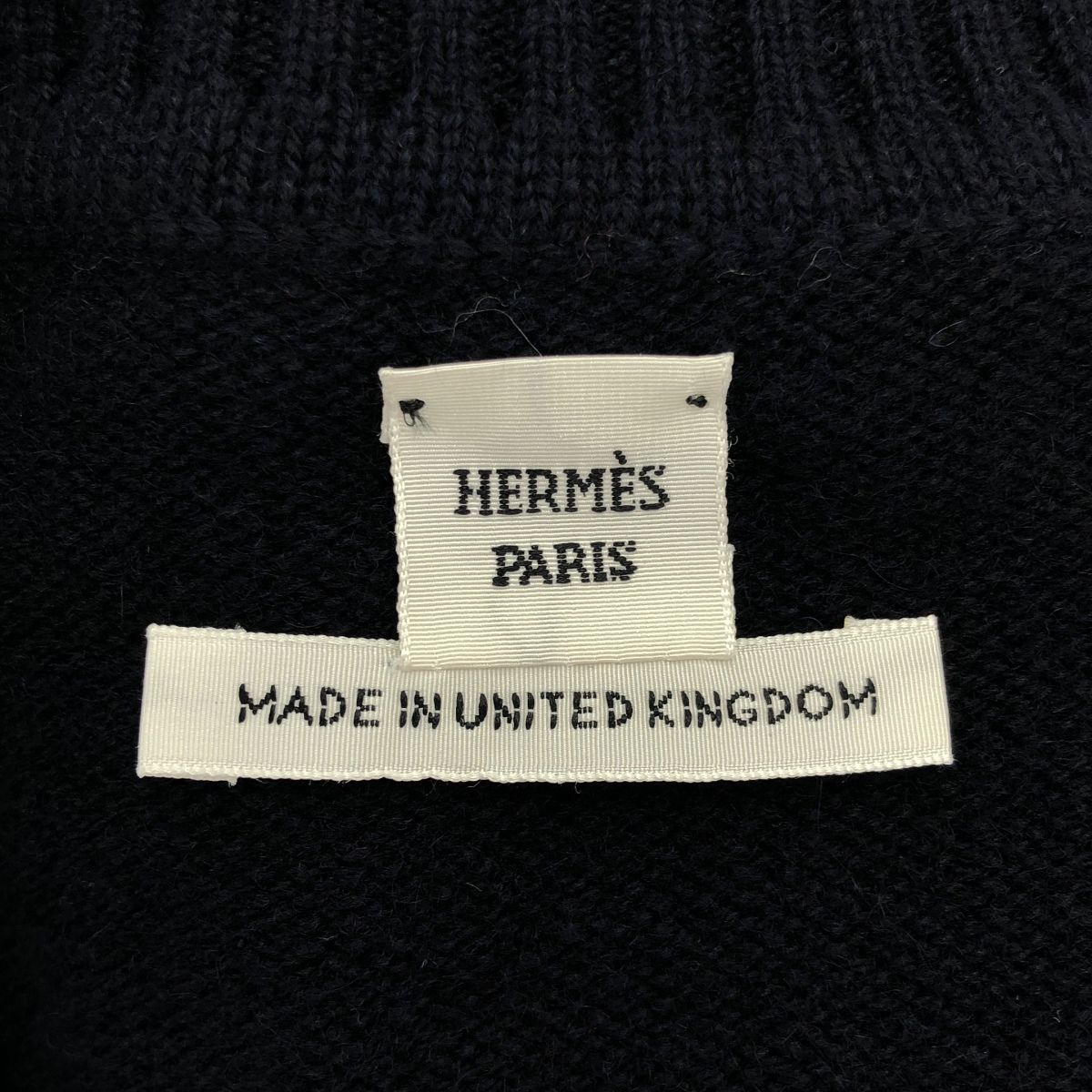  HERMES エルメス セリエ Vネックカシミヤニットワンピース 97 7701 ネイビー 42 長袖 七分袖 カットソーワンピース