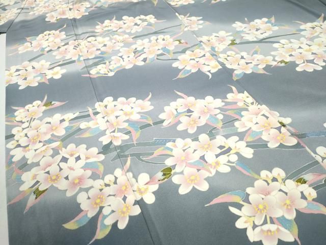  平和屋着物 本加賀友禅作家 松井眞大 訪問着 枝花文 暈し染め 正絹 yc 訪問着 付け下げ 着物