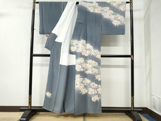 平和屋着物●本加賀友禅作家 松井眞大 訪問着 枝花文 暈し染め 正絹 yc