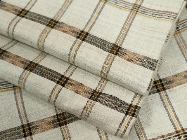 平和屋着物○国指定重要無形文化財 本場久米島紬 手織 格子柄 正絹