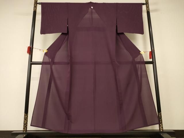 平和屋着物＊夏物 色無地 絽 紫鳶色 正絹 jd