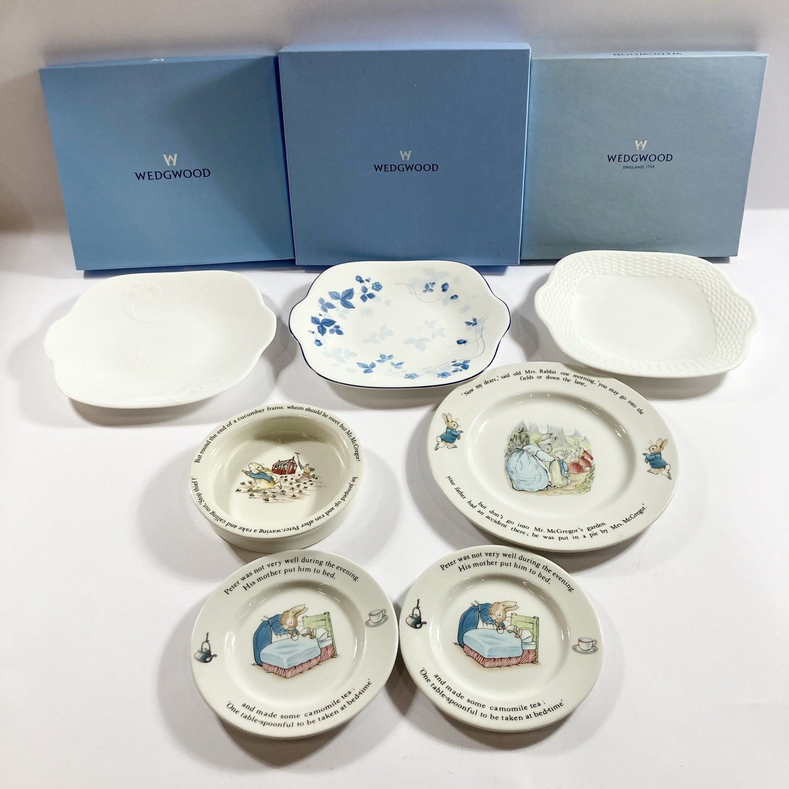 ウエッジウッドピーターラビット　ブルーラインBBプレート ☆ WEDGWOOD ウエッジウッド プレート BBプレート お皿 食器 7点