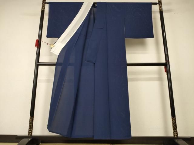 平和屋着物＊夏物 色無地 絽 留紺色 正絹 jd
