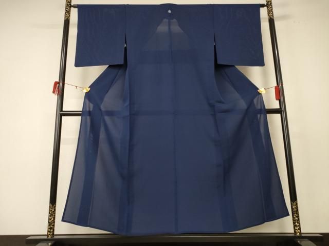 平和屋着物＊夏物 色無地 絽 留紺色 正絹 jd