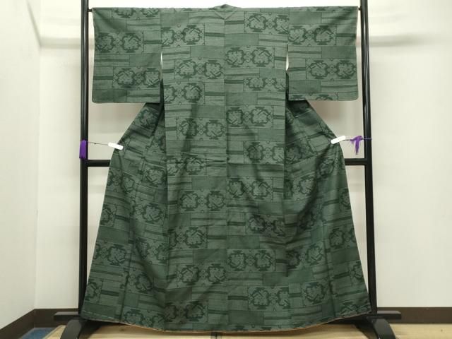 平和屋着物 結城紬 80亀甲 有栖川 正絹 gh