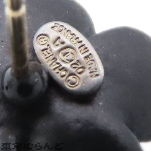シャネル CHANEL カメリア ピアス ブラック プラスチック ライン