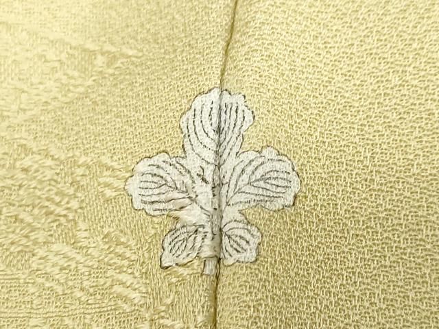  平和屋着物 上質な色無地 エ霞風景地紋 青朽葉色 反端付き 正絹 ud 色無地 着物