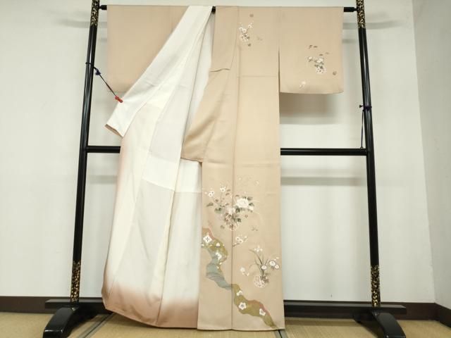 平和屋着物●訪問着 刺繍 飾花文 金彩 正絹 ud