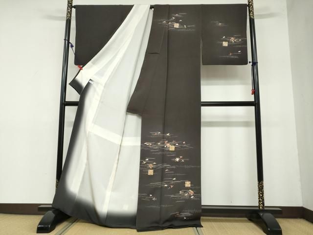 平和屋着物●訪問着 駒刺繍 草花文 吹き寄せ文 源氏香 金彩 正絹 ud