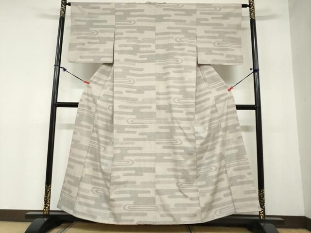 平和屋着物●結城紬 100亀甲 エ霞文 正絹 ud