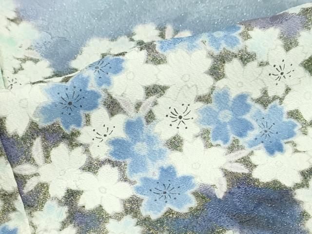  平和屋着物 訪問着 枝桜文 暈し染め 金彩 銀通し地 正絹 ud 訪問着 付け下げ 着物