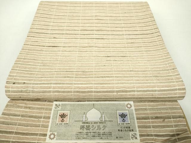 平和屋着物○インド・アッサム 野蚕糸 手織 ムガシルク 全通柄袋帯