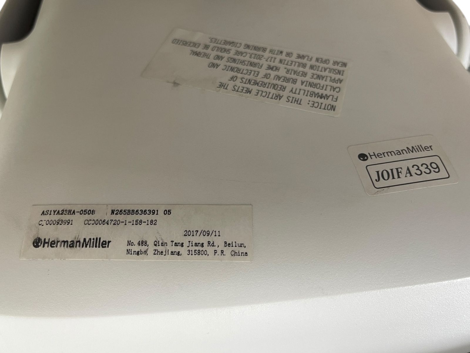  ハーマンミラー セイルチェア グレー 2017年製 可動 済み 汚れあり オフィスチェア ワークチェア 椅子 チェア