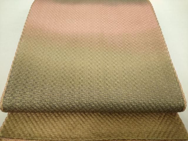 平和屋着物●ひなや工房　くむ・あむ・おる　伊豆蔵明彦　両面　全通柄袋帯　霞文　金糸　正絹　逸品　DABA1231ps 平和屋着物○ひなや工房 くむ・あむ・おる 伊豆蔵明彦 両面 全通柄袋帯