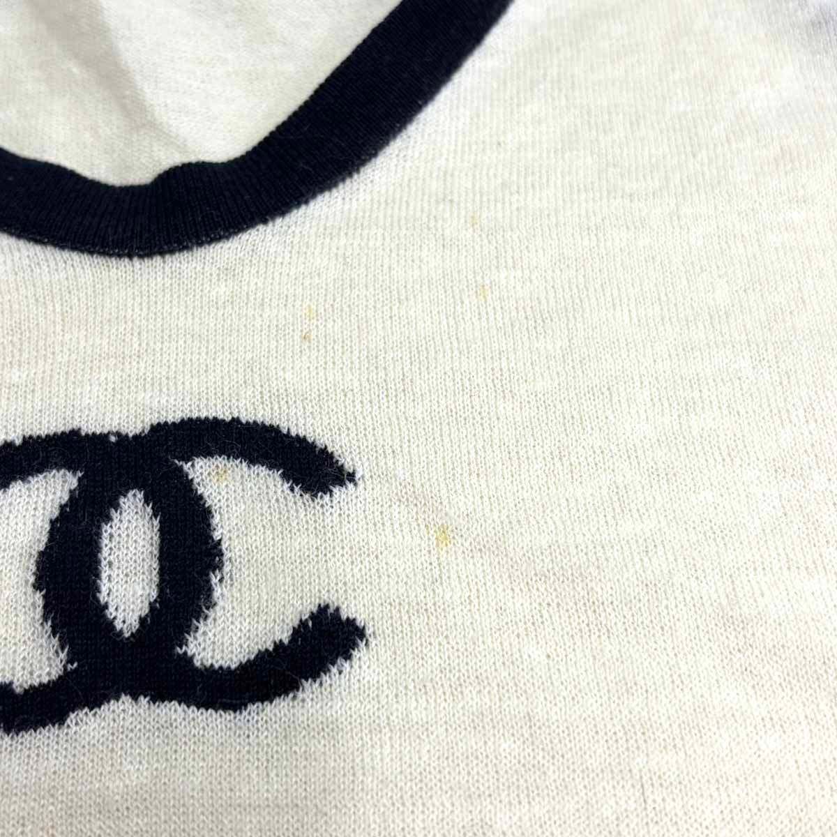 CHANEL シャネル ココマーク リネンカシミヤニットノースリーブ