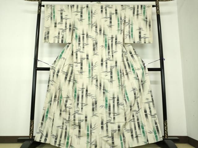 平和屋着物●上質な紬 笹竹文 松坂屋扱い 正絹 ps