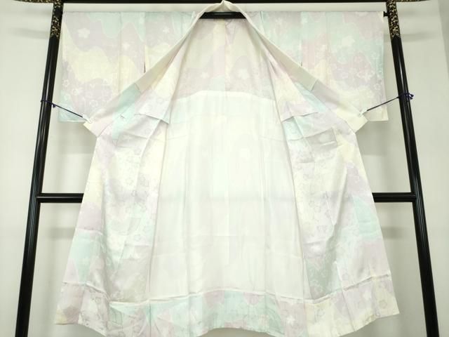  平和屋着物●上質な長襦袢 無双仕立て 舞扇桜地紋 暈し染め 正絹 ♥ ps 長襦袢 長襦袢 半襦袢