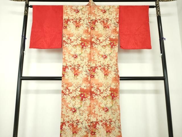 平和屋着物●アンティーク 大正ロマン 長襦袢 袷 枝梅 椿 正絹 ps